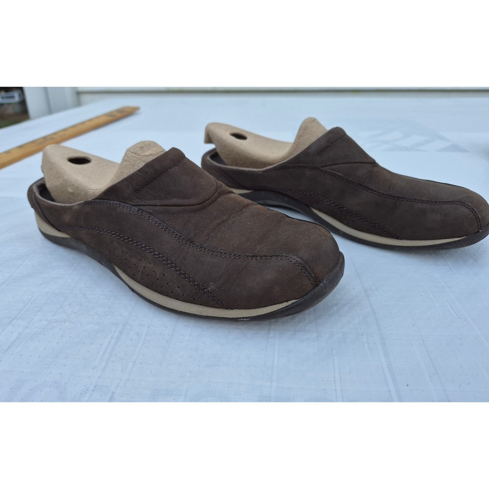 LL Bean Women 8 Comfort Mules Brown Nubuck Leather Slip On Clogs FHR9 04